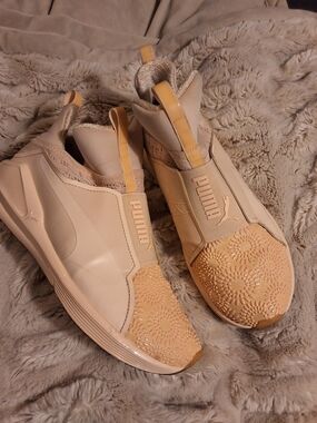 PUMA Women's Neutral Beige Slip-On Sneakers